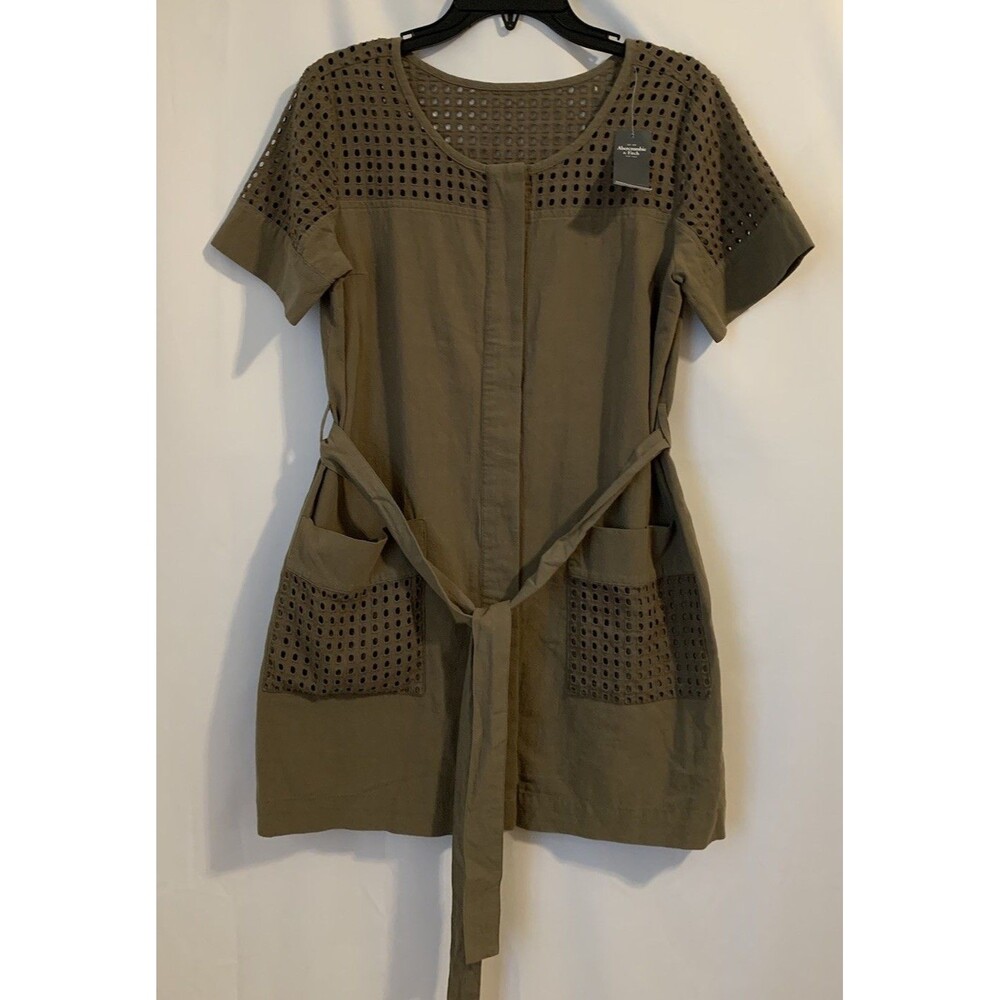 Abercrombie & Fitch Mini Dress Size XSP XS Petite Button Pockets 100% Cotton